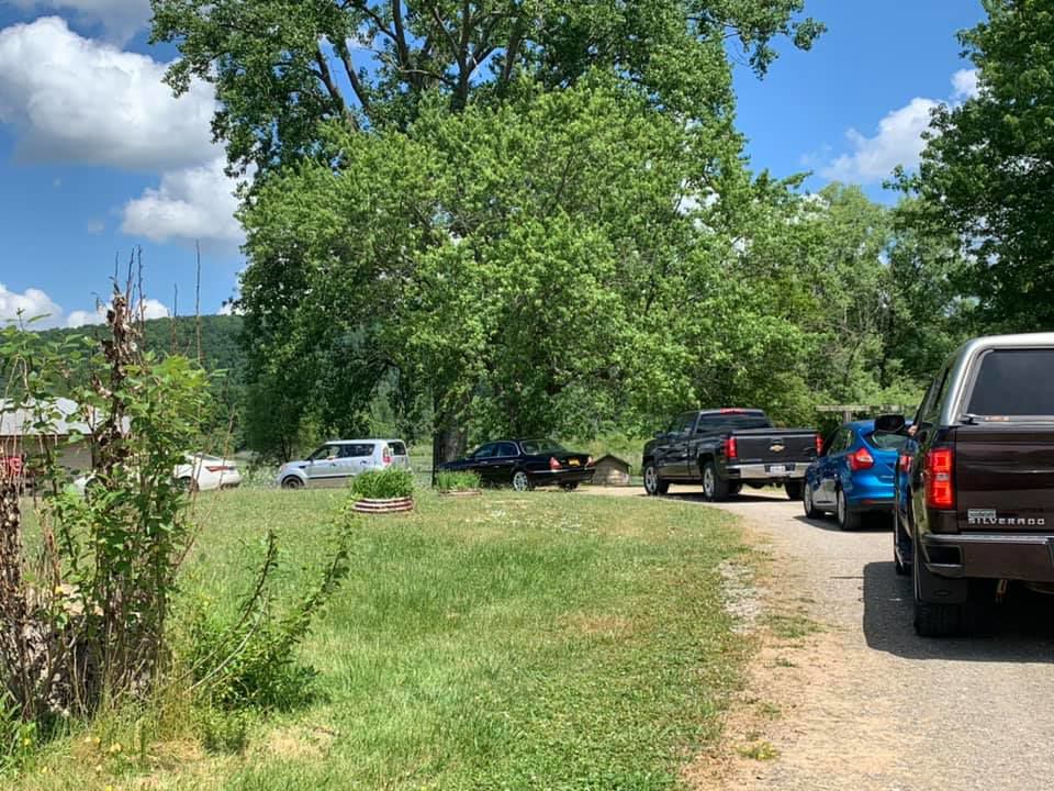 Cars lined up for the Perkinsville Fire Department Chicken BBQ! Photo courtesy of Assemblywoman Marjorie Byrnes